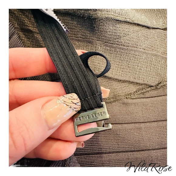 HERVE LEGER SHADOW (GRAY) SIMONE STRAPLESS SEQUINED BANDAGE DRESS SZ S - Picture 11 of 15